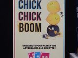 a box of chick chick boom cards sitting on top of a table