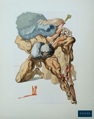 une image représentant un tableau où l'on voit un homme tenant un gros rocher