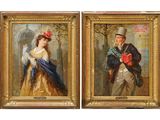 deux tableaux représentant un homme et une femme en tenue de cérémonie