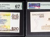 trois types de monnaie exposés dans une vitrine