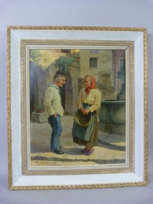 Giulio VITTINI (1888-1968) - Conversationdevant la fontaine"…