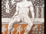 an image of a painting of a man sitting on a ledge