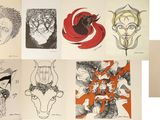 de nombreux types de dessins différents dans les pages d'un livre