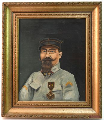 Ecole début XXe siècle "Portrait de Gustave Aussant en unifo…