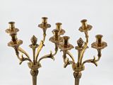 pair of antique brass candelabs with flowers and leaves