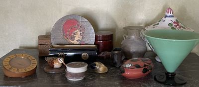 a table with a lot of items on top of it