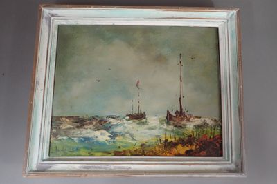 une image représentant un tableau où l'on voit un bateau en pleine mer