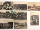 plusieurs vieilles photographies en noir et blanc représentant des personnes et des animaux dans un champ
