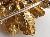 a gold brooch that has a bunch of jewels on it