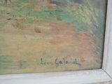 a picture of a painting of a cow in a field
