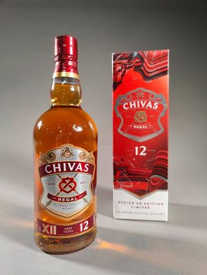 bottle of chivas 12 years old next to a box of 12 years old