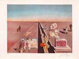 une image représentant un tableau où figurent un homme et une femme dans le désert