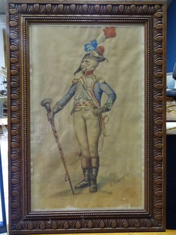 Aquarelle signée E. GROSJEAN 48 x29 à vue
