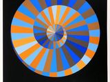 une image représentant un motif circulaire bleu, orange et noir