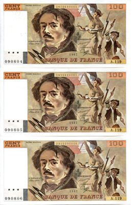 France. 100 Francs Delacroix. F.