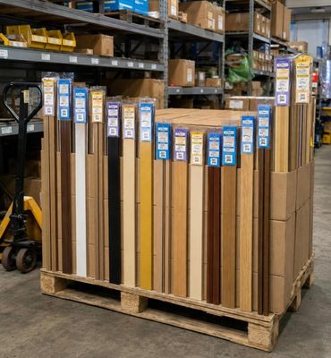 beaucoup de cartons et de palettes dans un entrepôt