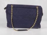 chanel navy blue quilted leather shoulder bag