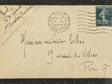 an old postcard with a picture of a man and a woman on it