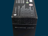 a black box with a label on it sitting on a table