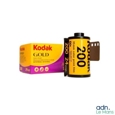 an image of a roll of kodak gold 35mm film next to a box of kodak gold 35mm film