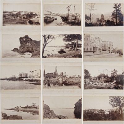 une vieille photo en noir et blanc représentant un tas de vieilles photos