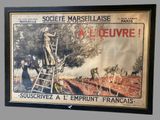 tableau représentant un homme debout sur une échelle devant un tableau représentant un homme en train de labourer un champ