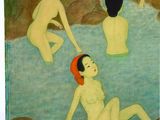 an image of a painting of a group of people in a body of water
