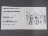a card with a drawing of a group of people on it