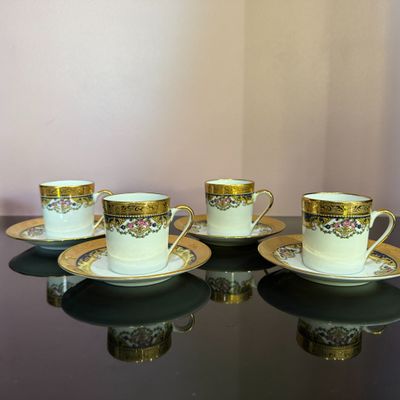 Lot de 4 tasses à café en porcelaine IMPERIA LIMOGES peint à…