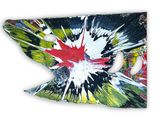 a picture of a skateboard with a red maple leaf on it