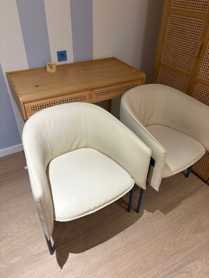 deux chaises placées à côté d'un bureau dans une pièce