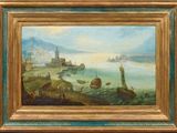 l'image d'une peinture représentant un bateau dans un plan d'eau