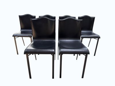 BIEFFEPLAST chaise en cuir noir (x 6)