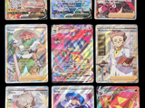 several different pokemon cards are displayed on a black background