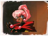 an image of a painting of a woman with pink hair