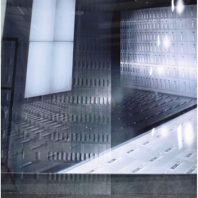 a picture of a glass display case in a store window