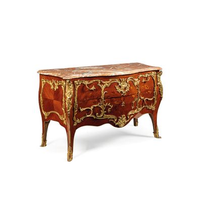 Commode PlaquÉE DE Divers Bois, France, 20e SIÈCle