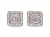 une paire de boucles d'oreilles en diamant violettes et blanches