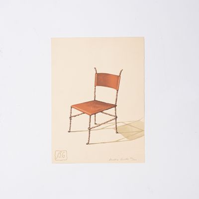 une image représentant un dessin d'une chaise posée sur une table