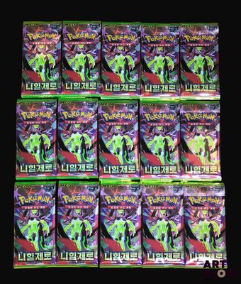 many packs of pokemon trading cards are stacked on top of each other