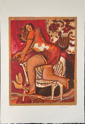 une image d'un tableau représentant une femme assise sur une chaise