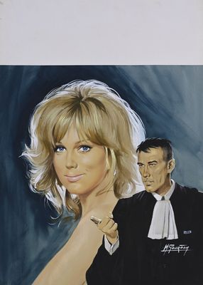 painting of a woman in a black dress and a man in a black suit