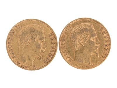 Deux pièces de 20 Francs or Napoléon III tête nue de 1857 et… - Photo 1