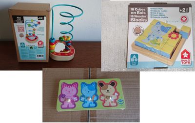 Lot de 3 jouets en bois HOUSE OF TOYS composé de: 1 Puzzle 1…