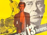 an old movie poster with a man in a suit standing next to a car