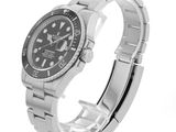 rolex submarine watch with black dial and stainless steel bracelet