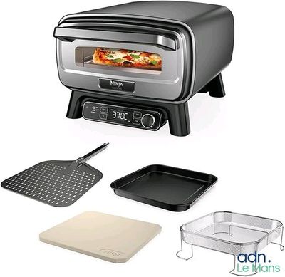 une photo d'un four grille-pain contenant une pizza