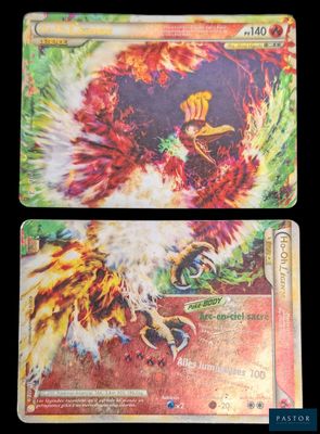 deux cartes sur lesquelles figure l'image d'un oiseau de feu