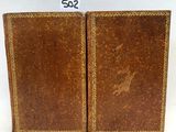 paire de livres anciens reliés en cuir avec des bordures dorées