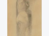 a drawing of a nude woman in a hat and dress
